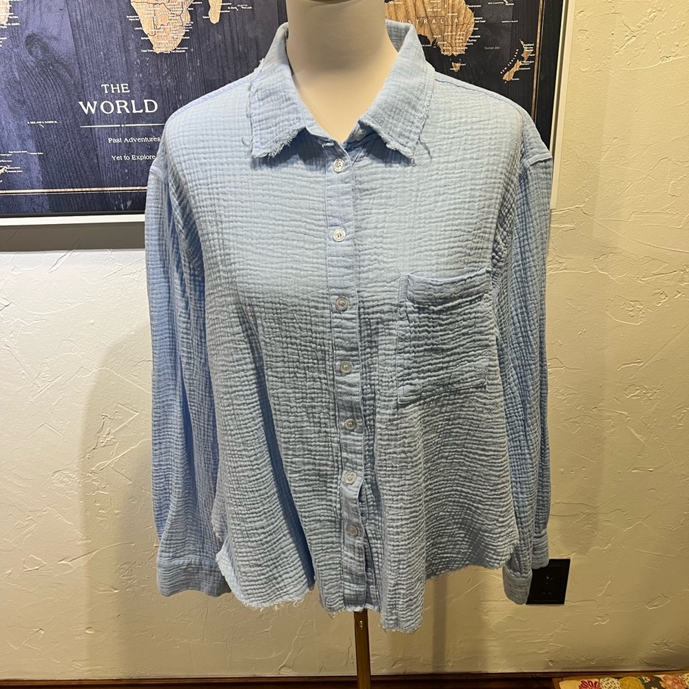 Mittoshop size Large cotton, blue button down (oversized fit)